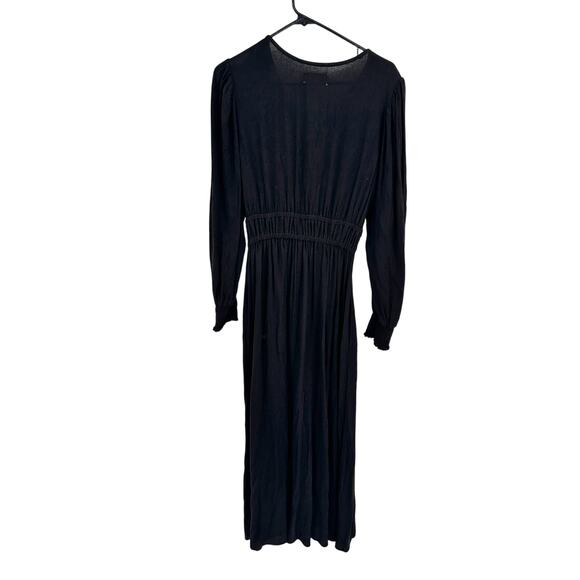 Xirena Odette Black V-Neck Long Sleeve A-Line Midi Dress Size Medium NWT - Picture 3 of 6